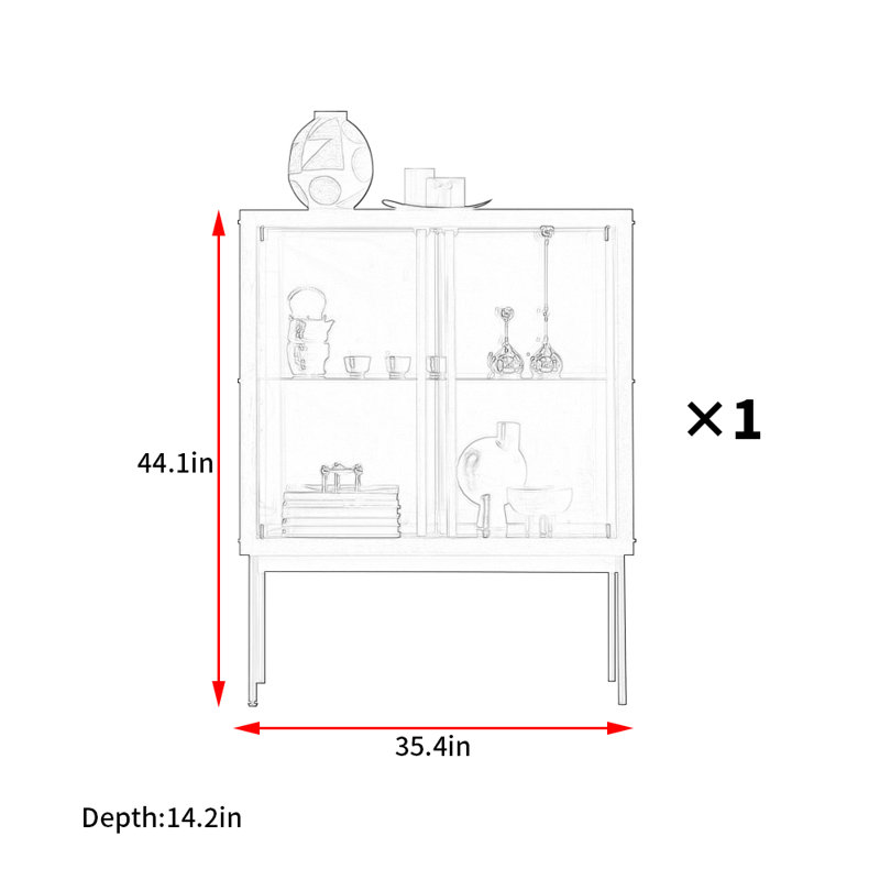 Armoire d'appoint moderne et simple, H 44,1 po x l 35,4 po x P 14,2 po