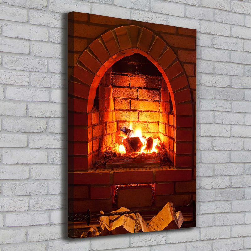 Fire In The Fireplace - Wrapped Canvas Print