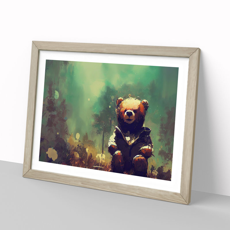 Teddy Bear Vol.2 Abstract - Single Picture Frame Print, 46cm H x 64cm W x 2cm D, Light Brown