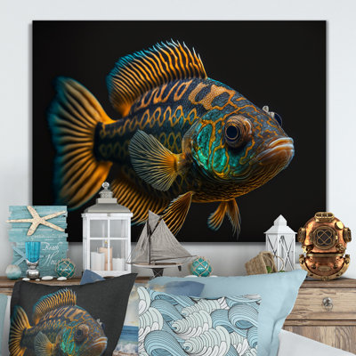 Poisson tropical tropical dans des tons de bleu et d'orange II - impression