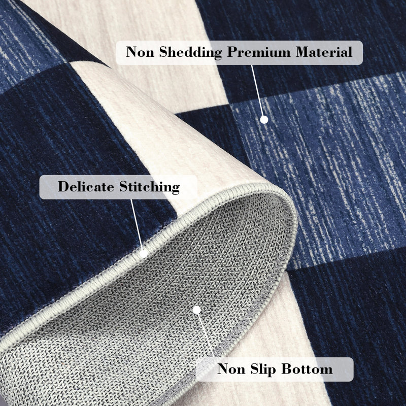 Tapis à carreaux lavable à la machine Randolph, Tapis de couloir 2 pi x 6 pi