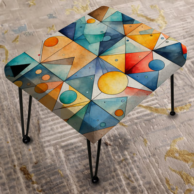 Blue And Red Watercolor Triangle Blaze - Geometric Rectangle Ottoman