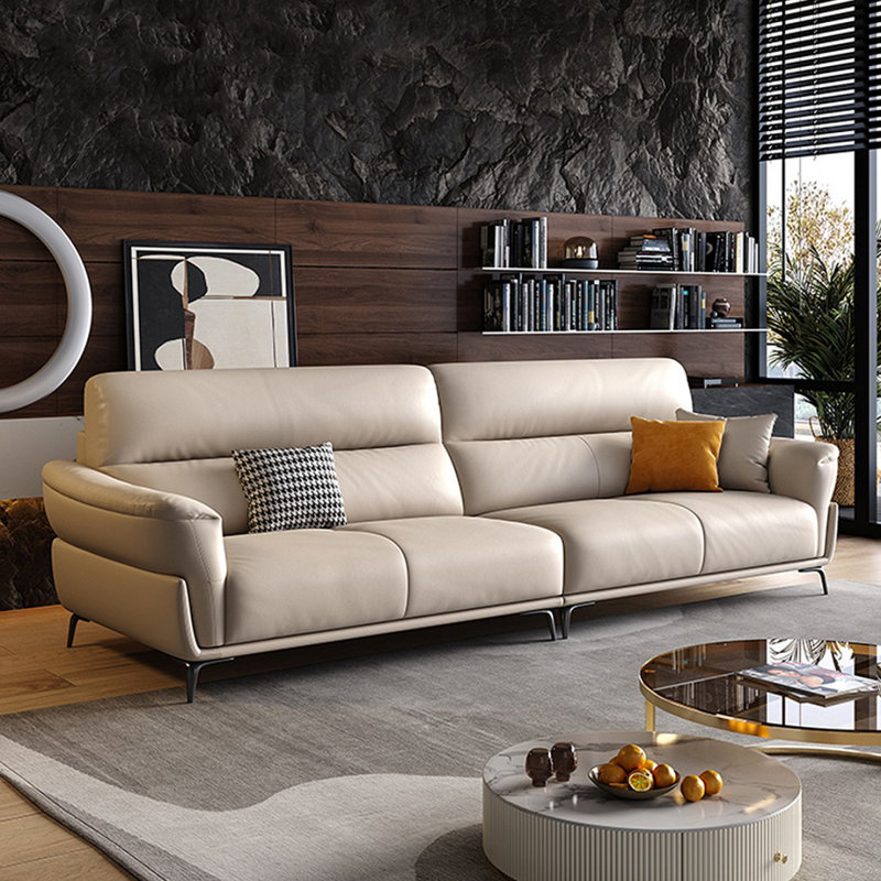 Canapé modulaire en cuir véritable blanc crème, H 37,01 po x l 110,24 po x P 36,22 po, 4