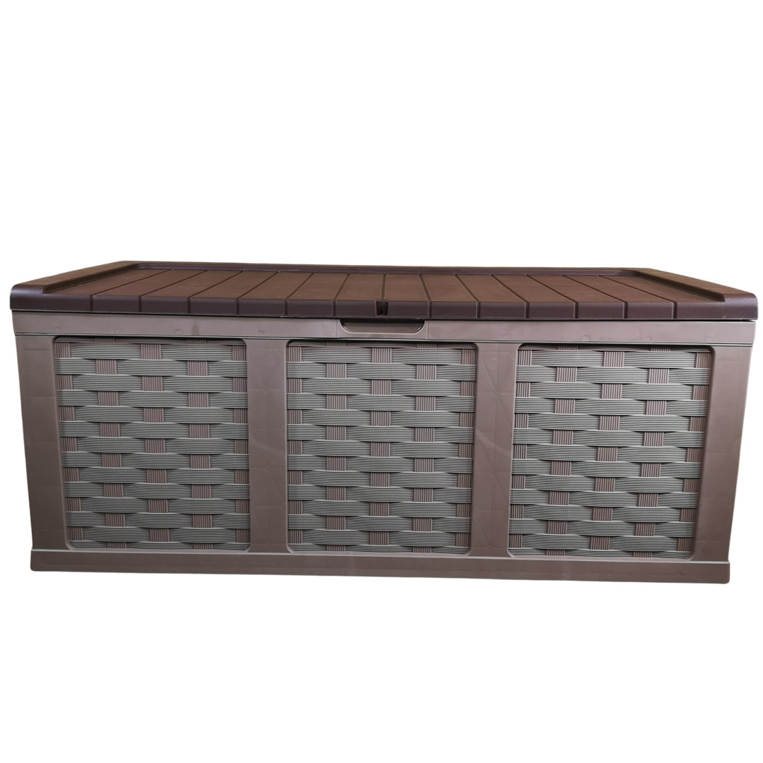 Samuel Alexander HUGE XXL 634 Litre Rattan Sit On Cushion Garden Storage Seat Decking Box In Brown