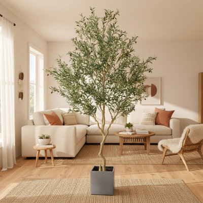 9ft Realistic Faux Olive Tree - Potted Indoor/Outdoor Greenery Decor