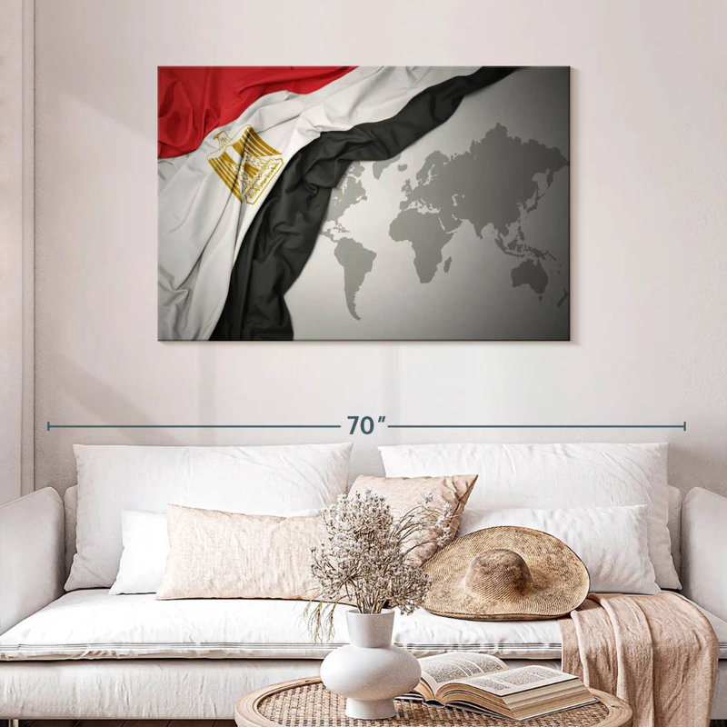 Egypt Flag On World Map, 30" H x 45" W