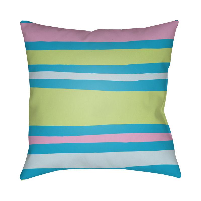 Littles Striped Throw Pillow, 18" H x 18" W x 4" D, Turquoise/Lime