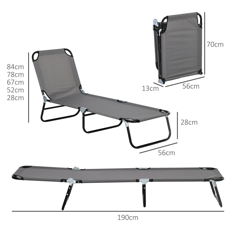 Olka 190cm Long Reclining Chaise Lounge Set, Grey