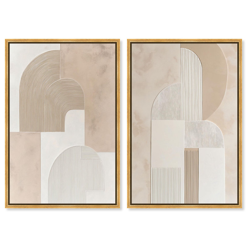 «Golden Luxe Glam Room Art», ensemble de 2 impressions sur toile par , H 31 po x l 21 po, Doré