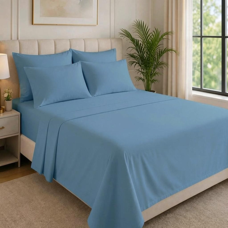 6-Piece Premium Deep Pockets Microfiber Sheet Set, Twin, Light Blue