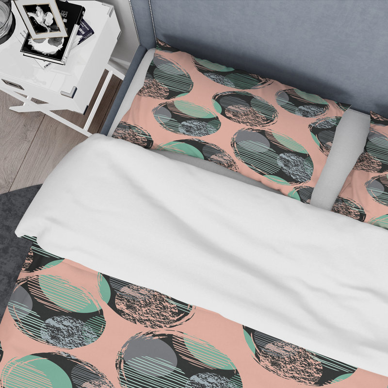 Black Circle Pattern - Abstract Duvet Cover Set - Microfiber Polyester, Twin Duvet Cover + 1 Standard Sham