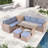 6-piece All Weather Pe Rattan Sofa Set With Adjustable Seat, Storage Box, Removable Covers And Tempered Glass Top Table
