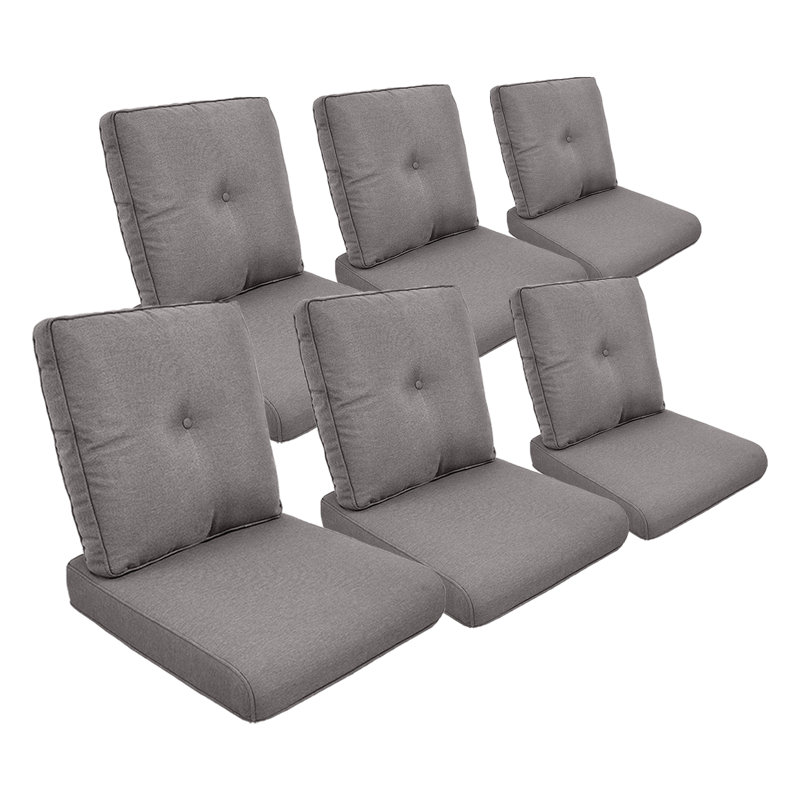 Schutt 22" W Olefin Outdoor Seat/Back Cushion with Removable Zippered Covers, Gray, 6 Seat/Back Cushion