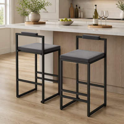 Luxurious Velvet Upholstered Bar Stools with Ergonomic Footrest and Backrest, Set of 2 for Modern Kitchens and Bars