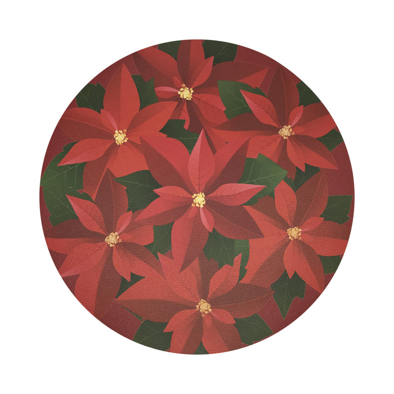 Christmas Poinsettia Pebble 16" Vinyl Placemat