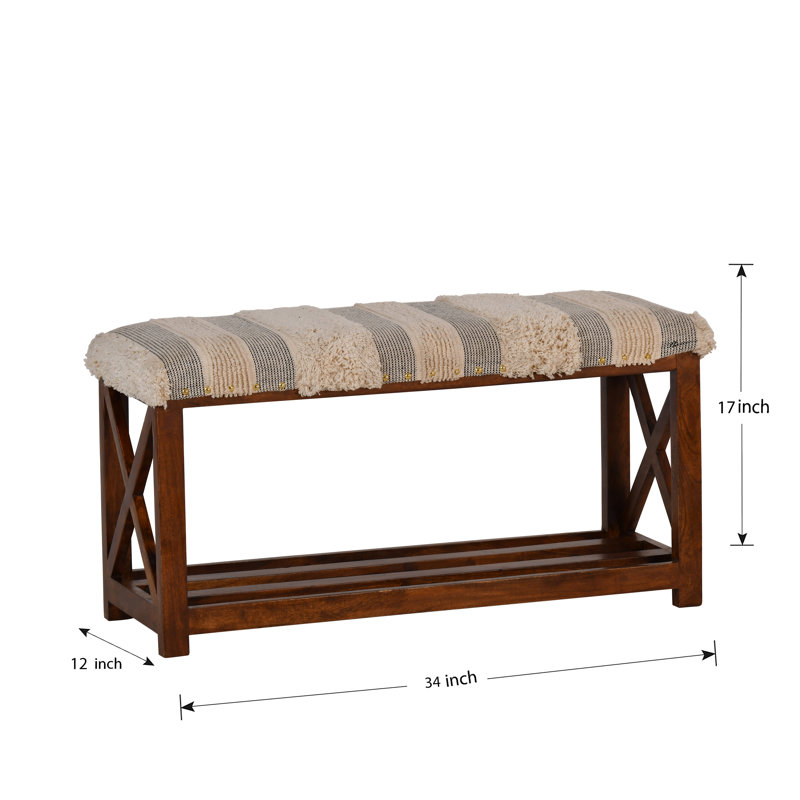 Banc de rangement Eaglin, Brun clair / rayé