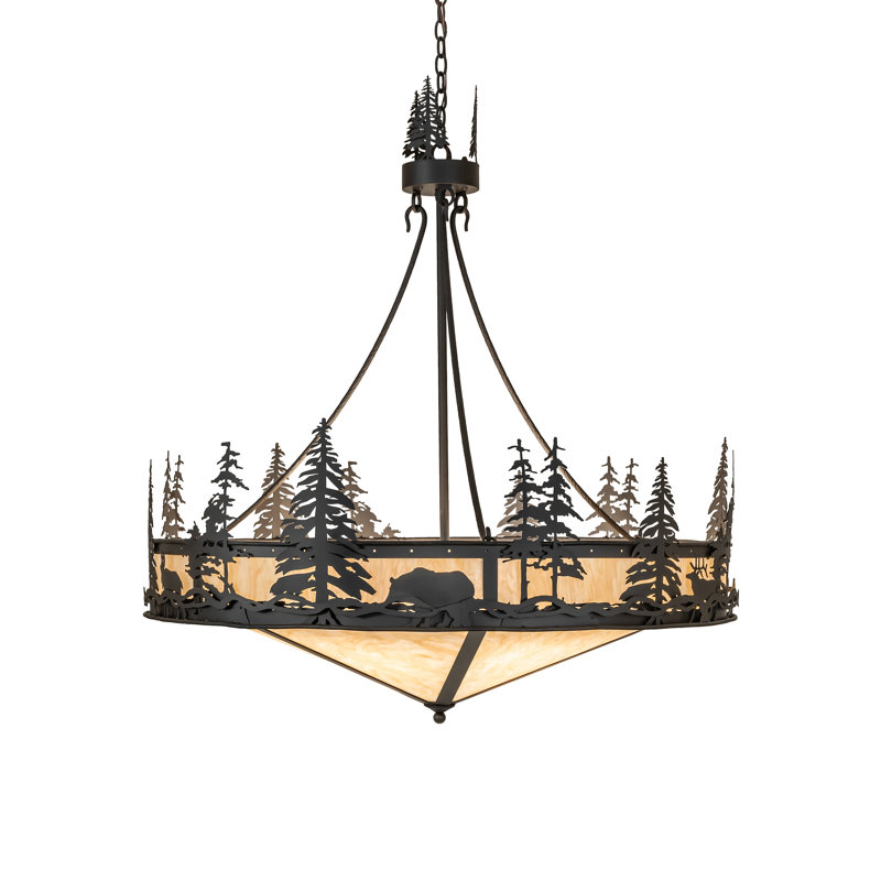 45" Wide Wildlife At Dusk Inverted Pendant