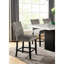 Ensemble de salle à manger transitionnel 7 pièces avec table rectangulaire en marbre et 6 chaises hautes rembourrées à dossier plein, garnies de clous décoratifs, disponibles en blanc, gris ou noir. Différentes combinaisons de couleurs.