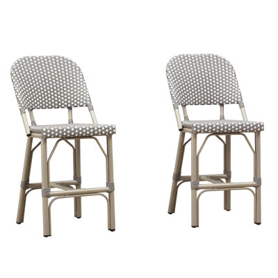 Ensemble de 2 tabourets de bar à hauteur mauve pour l'extérieur
