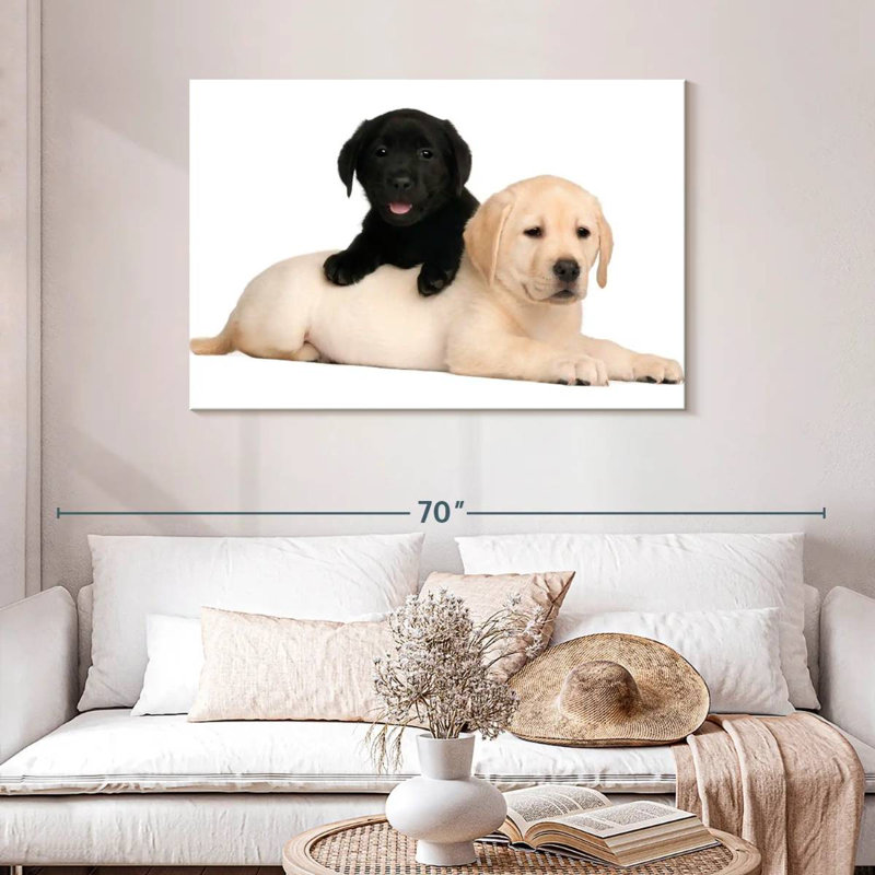 Yellow And Black Lab, 30" H x 45" W