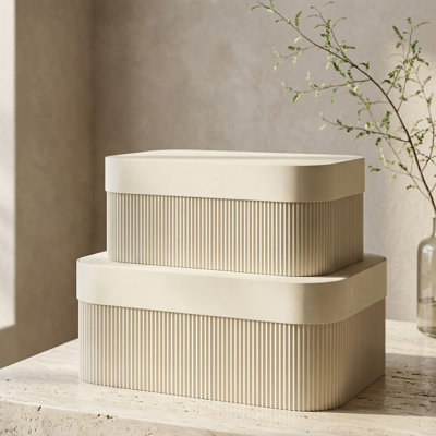 Boîtes de rangement décoratives avec couvercles - Ensemble de 2