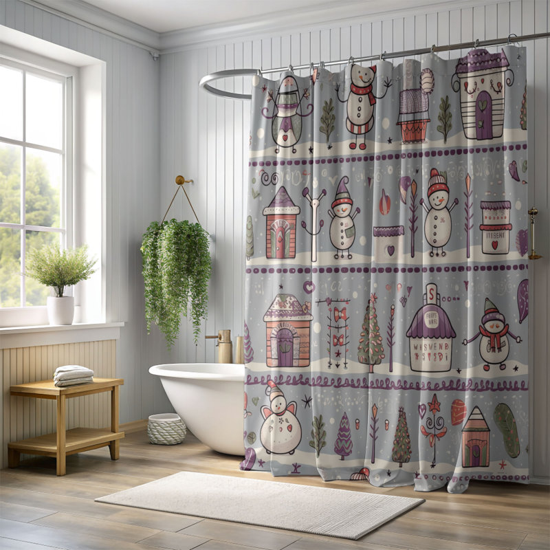 Rideau de douche Wintry Snow Concept - Premium, H 74 po x l 71 po