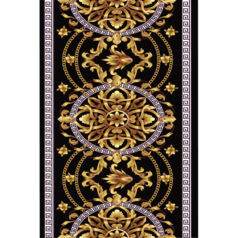 Soho House Oriental Gold/Black Area Rug, Rectangle 3' 3" x 4' 11"