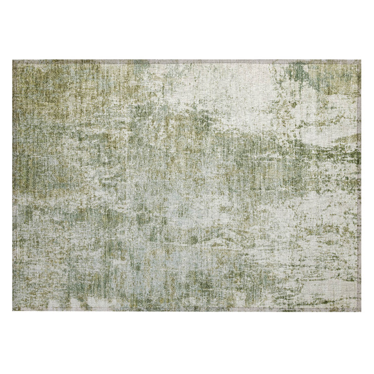 Machine Washable Indoor/Outdoor Xhevrie Aloe Rug