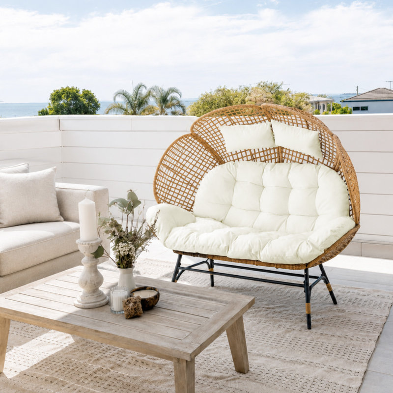 Causeuse en forme d'œuf en forme de pétale, Beige