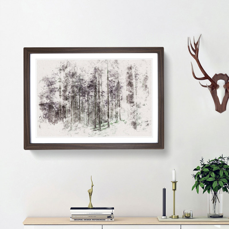 Pretty Forest - Picture Frame Graphic Art Print, Walnut Framed, 45cm H x 63cm W x 2cm D