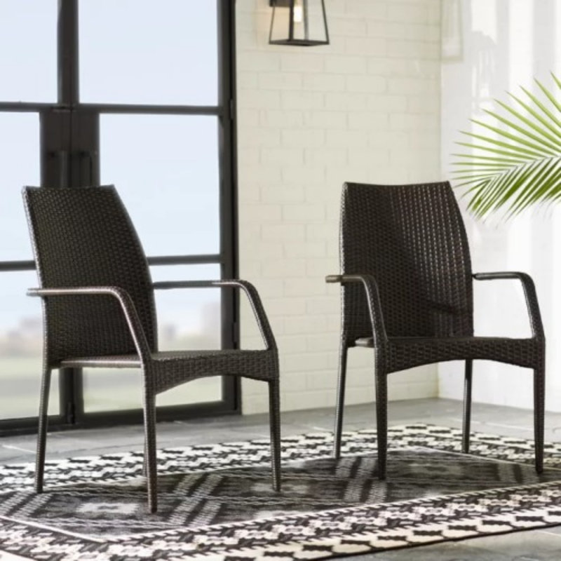 Libora All Weather Wicker Stackable Dining Armchairs