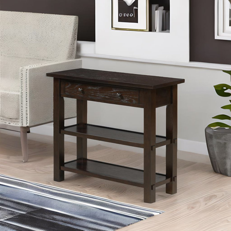 Console avec tiroir et tablettes, Espresso