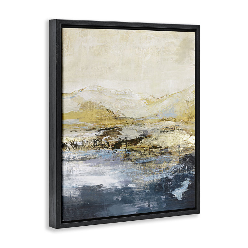  «Mountain Lake», art mural encadré flottant par Design Fabrikken, H 31 po x l 25 po, Cadre flottant noir de jais