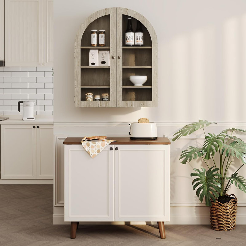Petite armoire murale arquée 24 po avec portes en acrylique - Armoire de rangement murale 24 po avec tablette réglable