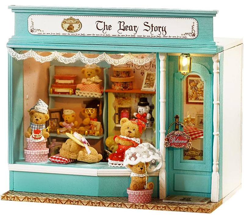 Ensemble de chambre miniature Wizardi - l'ensemble de maison de poupée The Bear Story