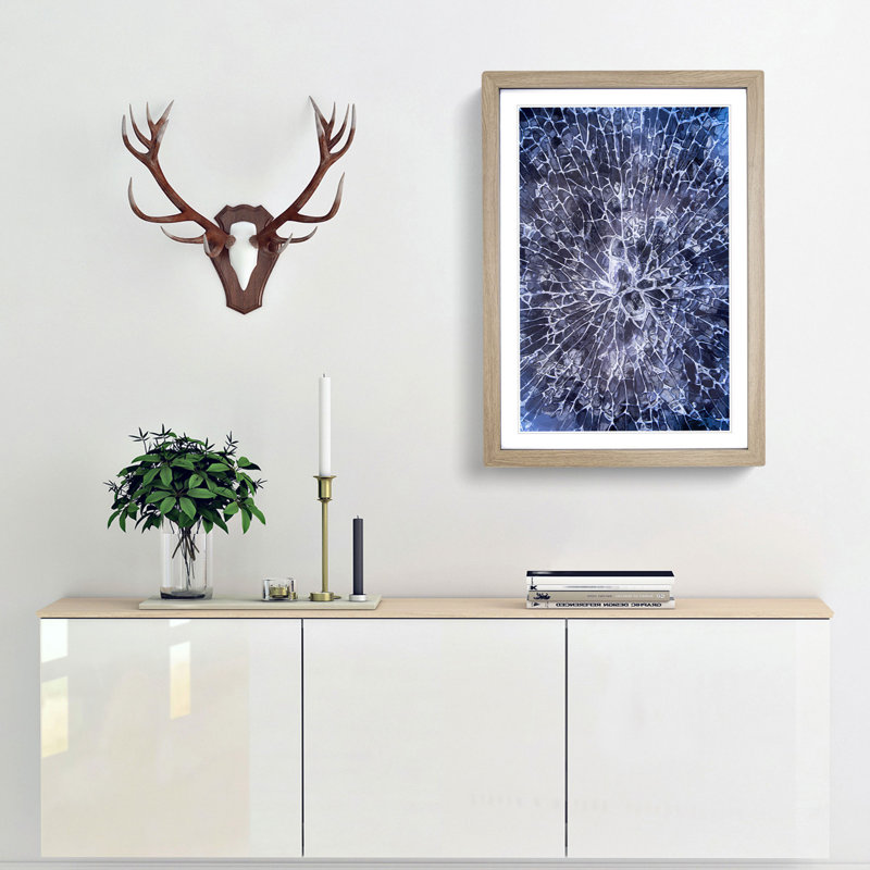 Cracked Moment in Abstract - Picture Frame Graphic Art Print, 87cm H x 62cm W x 2cm D, Oak Framed