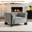 Fauteuil rembourré en chenille gris avec accoudoirs incurvés et pieds en bois massif-2141199076
