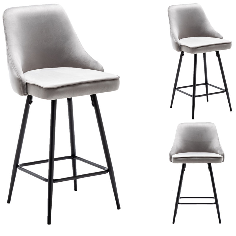 Courtdale Upholstered Counter Stool, Gray/Black, Black
