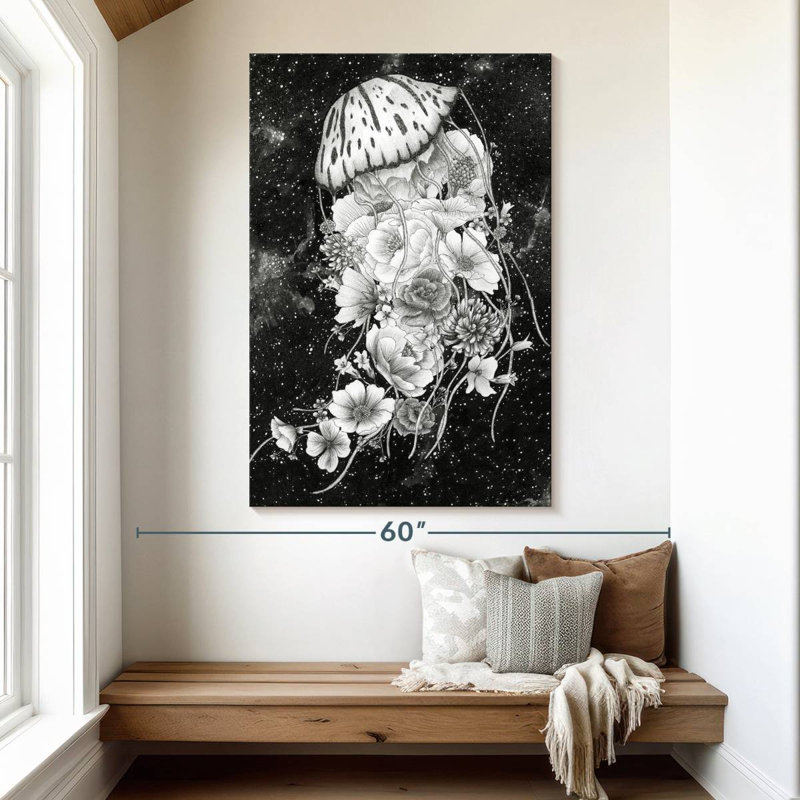 Brampt Magic Ocean Jellyfish BW, 51" H x 34" W