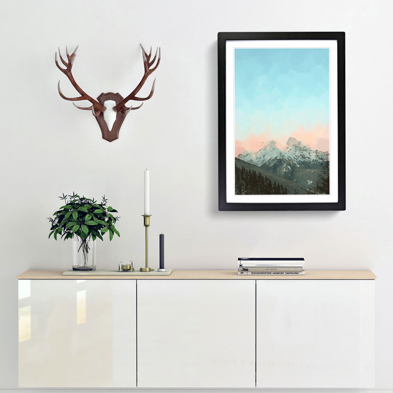 Pastel Sky over the Mountains of Italy in Abstract - Picture Frame Graphic Art Print, Black Framed, 87cm H x 62cm W x 2cm D