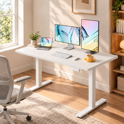 48" Electric Height Adjustable Standing Desk, Office Desk with 4 Memory Presets, Electric Adjustable Computer Desk for Home Office