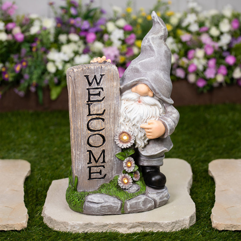 Statue de jardin d'extérieur à DEL solaire lumineuse 15,5 po