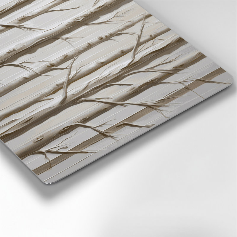 Art mural horizontal rayé en chêne blanc et métal gris, H 11 po x l 14 po
