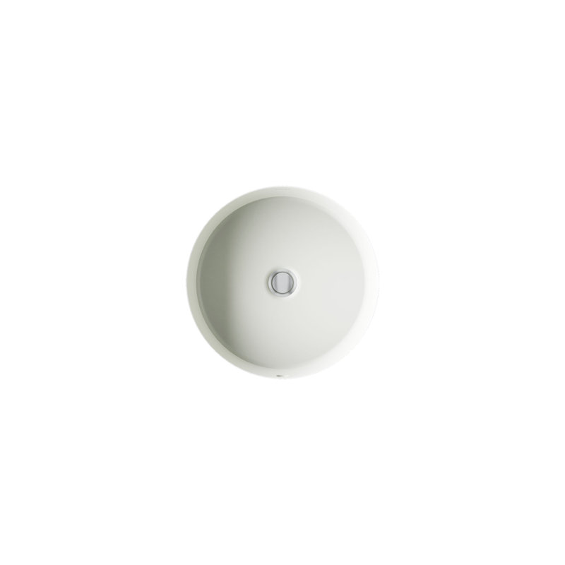 Verticyl Ceramic Vitreous China Circular Undermount Bathroom Sink with Overflow, Dune