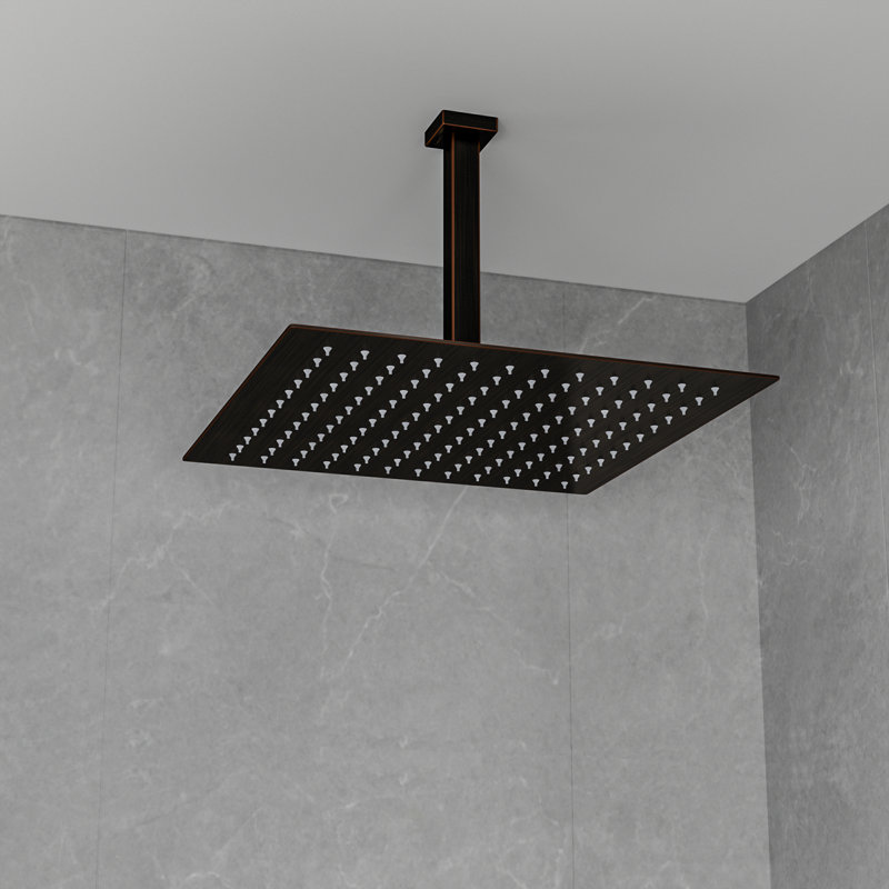 16" Ceiling Mount Ultra Thin Rainfall Shower Head 2.5 GPM Square Overhead Shower, Oil Rubbed Bronze