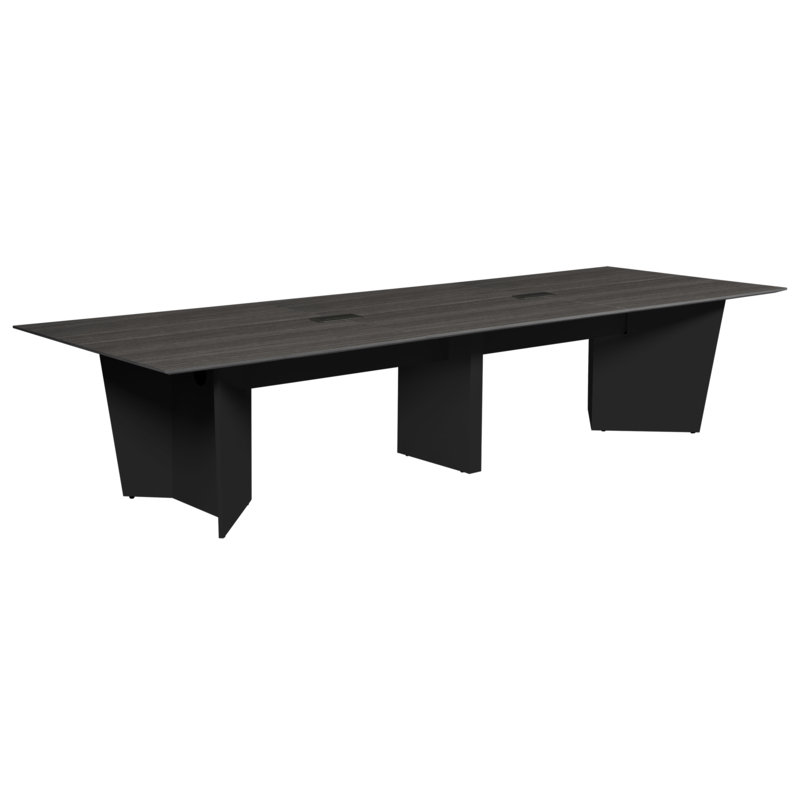 Table de conférence de 144 po avec œillets Elleny - gris cendré / noir, Gris / Noir, H 29 po x L 48 po x l 144 po
