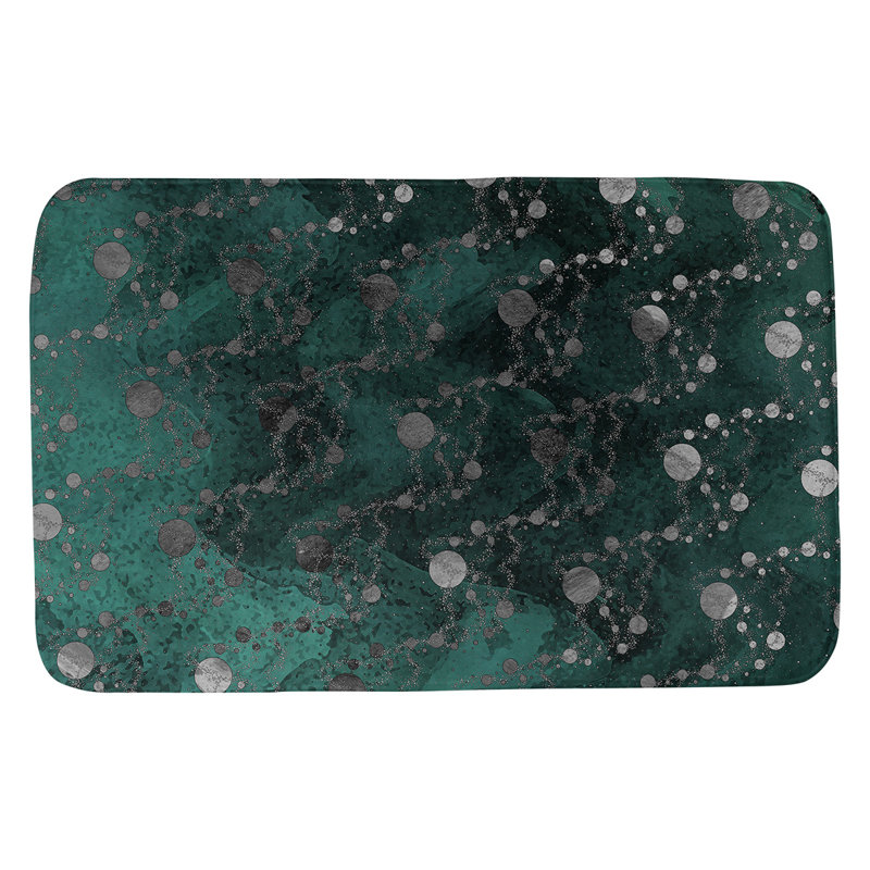 Memory Foam Non-Slip Bath Rug, 21" W x 34" L, Dark Green/Grey