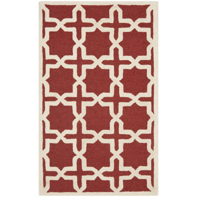 Igna Geometric Hand-tufted Wool Rust Area Rug