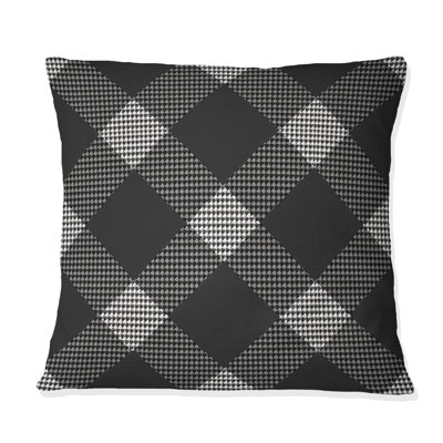 Gray Houndstooth Print - Traditional Throw Pillow