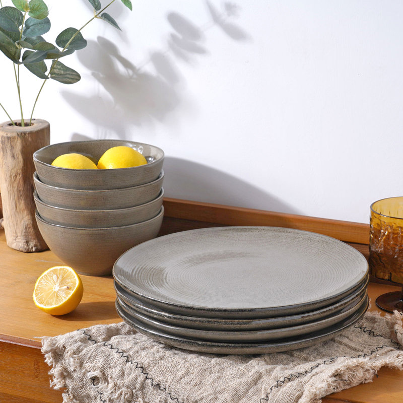 Stoneware Dinnerware Set 18 Piece - Service for 6, Dark Olive